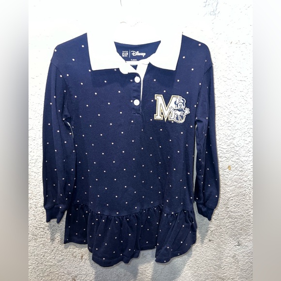 Disney Other - Disney Kids Navy Shirt with Polka Dots and Character Patch